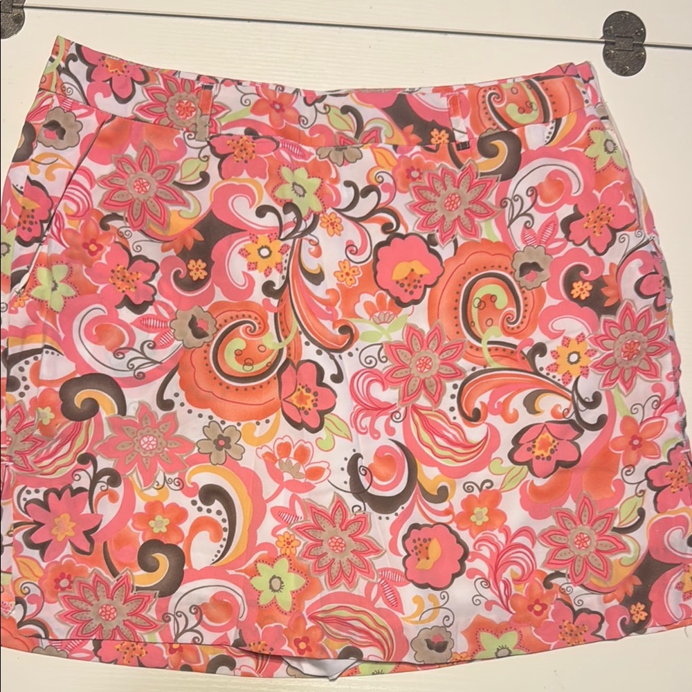 TEHAMA Vibrant Floral Mini Skirt - Pink and Orange #44